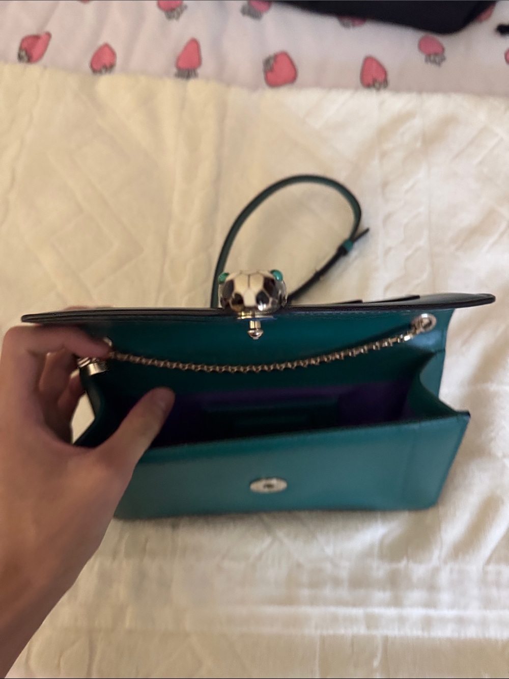 Bulgari Teal Crossbody Bag with Snake-Head Clasp - Picture 4 of 6